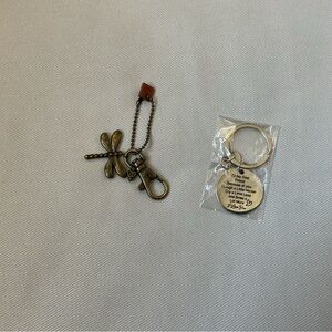Set of Two! Dragonfly Keychain and Inspirational Best Friend Keyring